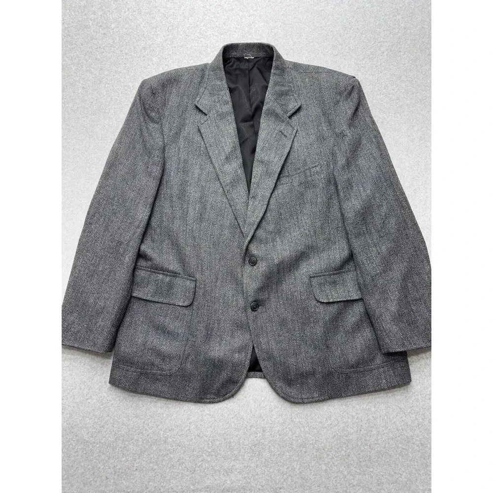 Pendleton Blazer Mens 48R‎ Gray Wool Herringbone Tweed Old Money Dark Academia